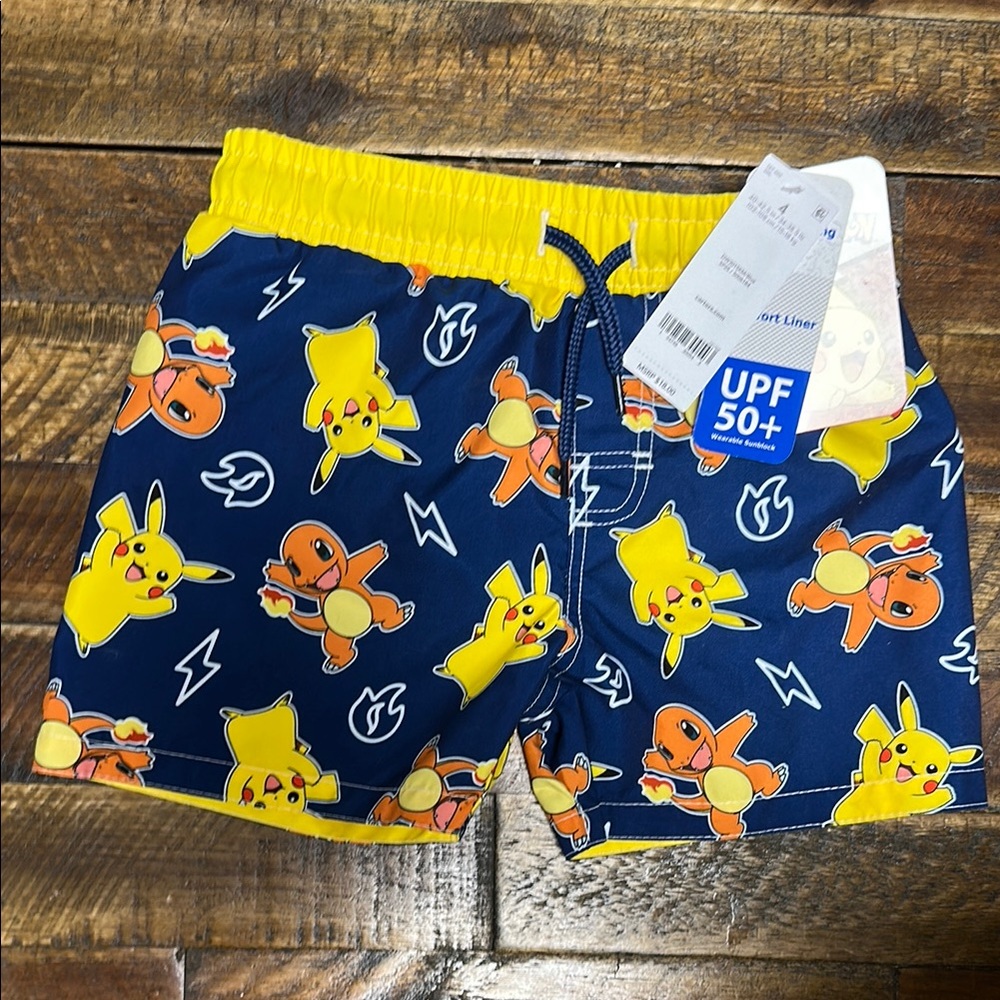 Kids' Blue and Yellow Pokémon Swim Shorts Size 4